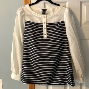 Ann Taylor • Striped Long-Sleeve Blouse - 0